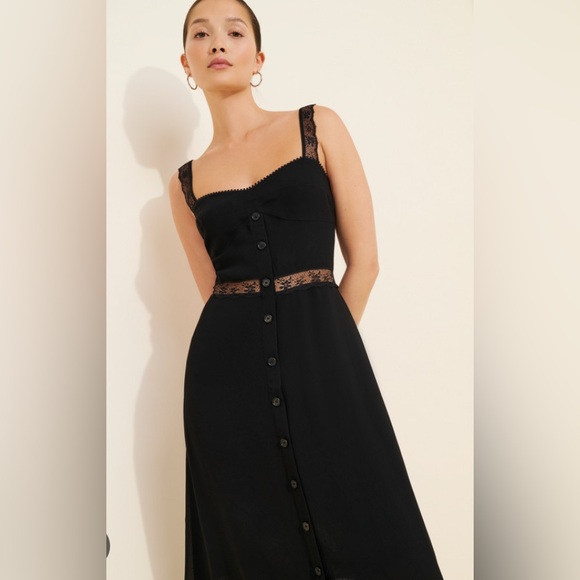 Reformation Dresses & Skirts - New Reformation Wynton Lace Midi Dress Black Size 2